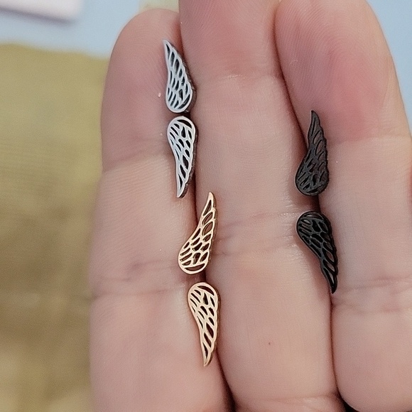 Angel Wing Stud Earrings, choice of color - Picture 1 of 4